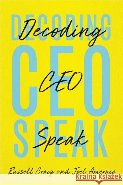 Decoding CEO-Speak Craig, Russell 9781487505950