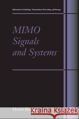 Mimo Signals and Systems Bessai, Horst 9781489993670 Springer