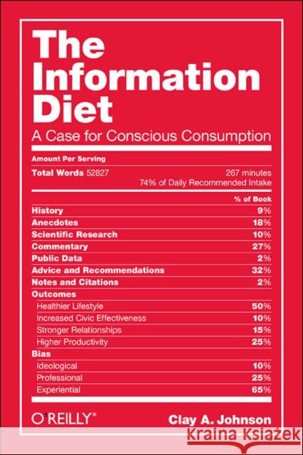 The Information Diet: A Case for Conscious Comsumption Johnson, Ca 9781491933398 John Wiley & Sons