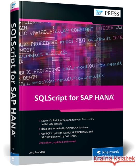 Sqlscript for SAP Hana Jeorg Brandeis   9781493221394 SAP Press
