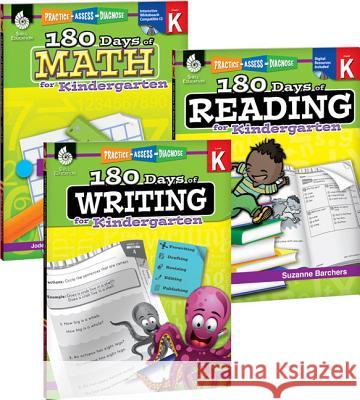 180 Days of Reading, Writing and Math for Kindergarten 3-Book Set Teacher Created Materials 9781493825899 Shell Education Pub