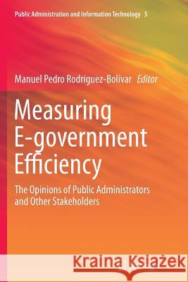 Measuring E-Government Efficiency: The Opinions of Public Administrators and Other Stakeholders Rodríguez-Bolívar, Manuel Pedro 9781493954834