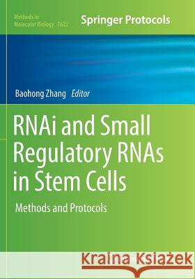 Rnai and Small Regulatory Rnas in Stem Cells: Methods and Protocols Zhang, Baohong 9781493983865
