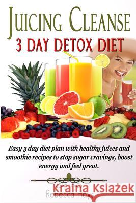 Juicing Cleanse 3 Day Detox Diet: Easy 3 Day Diet Plan with Healthy Juices and Smoothie Recipes to Stop Sugar Cravings, Boost Energy and Feel Great Rebecca Hays 9781494411657 Createspace