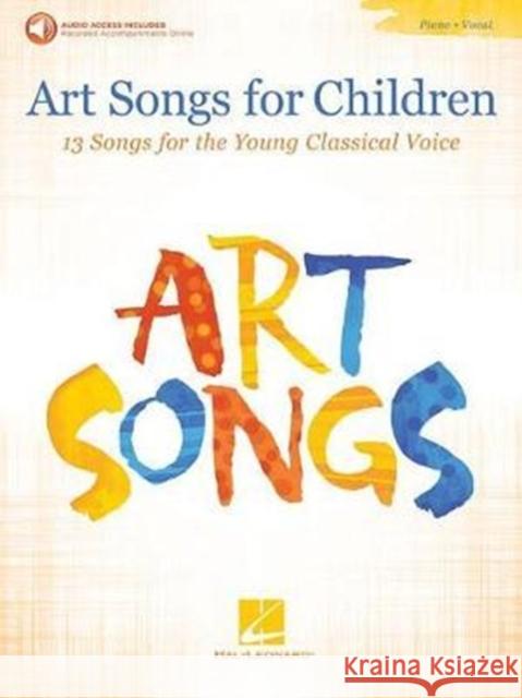 Art Songs For Children Hal Leonard Publishing Corporation 9781495085666 Hal Leonard Corporation