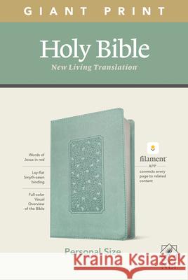 NLT Personal Size Giant Print Bible, Filament Enabled Edition (Red Letter, Leatherlike, Floral Frame Teal) Tyndale 9781496444950 Tyndale House Publishers