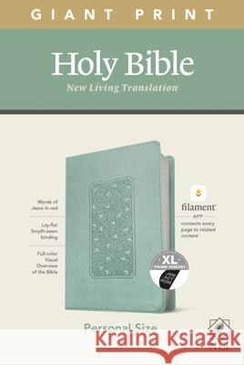 NLT Personal Size Giant Print Bible, Filament Enabled Edition (Red Letter, Leatherlike, Floral Frame Teal, Indexed) Tyndale 9781496445278 Tyndale House Publishers