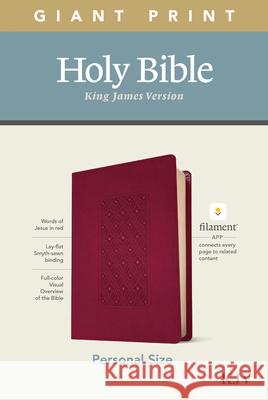 KJV Personal Size Giant Print Bible, Filament Enabled Edition (Leatherlike, Diamond Frame Cranberry) Tyndale 9781496447661 Tyndale House Publishers