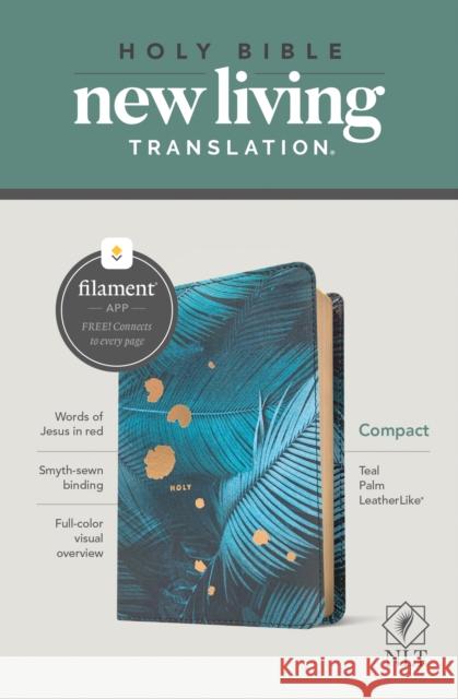 NLT Compact Bible, Filament Enabled Edition (Red Letter, Leatherlike, Teal Palm) Tyndale 9781496455499