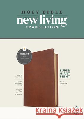 NLT Super Giant Print Bible, Filament Enabled Edition (Red Letter, Leatherlike, Brown) Tyndale 9781496458100