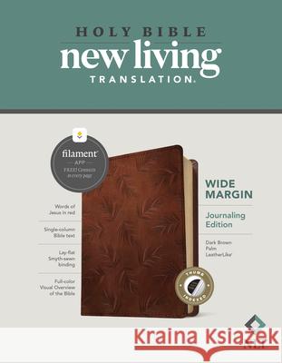 NLT Wide Margin Bible, Filament Enabled Edition (Red Letter, Leatherlike, Dark Brown Palm, Indexed) Tyndale 9781496458988 Tyndale House Publishers
