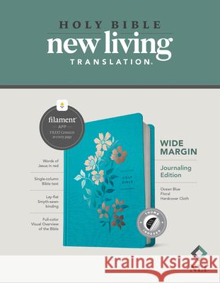 NLT Wide Margin Bible, Filament Enabled Edition (Red Letter, Hardcover Cloth, Ocean Blue Floral, Indexed) Tyndale 9781496459008 Tyndale House Publishers