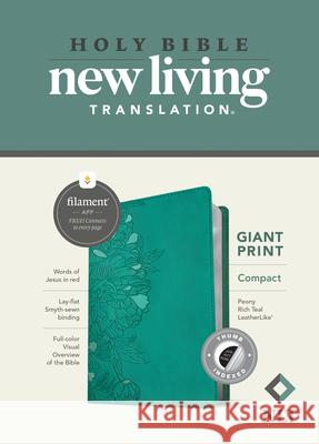 NLT Compact Giant Print Bible, Filament Enabled Edition (Red Letter, Leatherlike, Peony Rich Teal, Indexed) Tyndale 9781496460615 Tyndale House Publishers