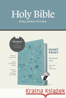 KJV Personal Size Giant Print Bible, Filament Enabled Edition (Red Letter, Leatherlike, Floral Leaf Teal, Indexed) Tyndale 9781496460882 Tyndale House Publishers