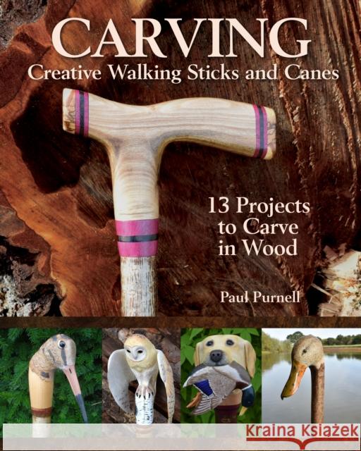 Carving Creative Walking Sticks and Canes: 10 Projects to Carve in Wood Paul Purnell 9781497100114