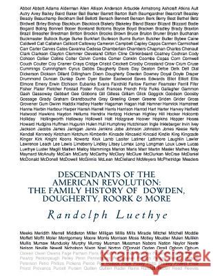 Descendants of the American Revolution: The Family History of Dowden, Dougherty, Roork & More MR Randolph Luethye Mrs M. Marie Taylor Doris Ros 9781499141108 Createspace