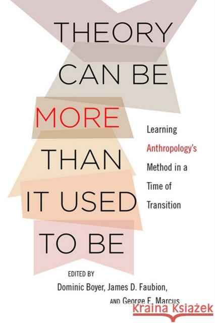 Theory Can Be More Than It Used to Be: Learning Anthropology's Method in a Time of Transition James D. Faubion George E. Marcus Dominic Boyer 9781501700071 Cornell University Press