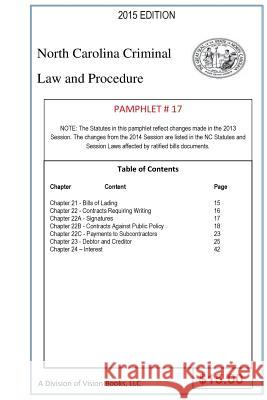 North Carolina Criminal Law and Procedure-Pamphlet 17 Tony River 9781502485366 Createspace Independent Publishing Platform