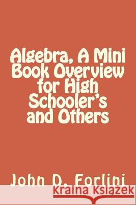 Algebra, A Mini Book Overview for High Schooler's and Others John D. Forlini 9781503095083 Createspace Independent Publishing Platform