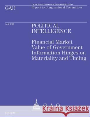 Report to Congressional Committees: Political Intelligence U. S. Government Accountability Office 9781503190917 Createspace