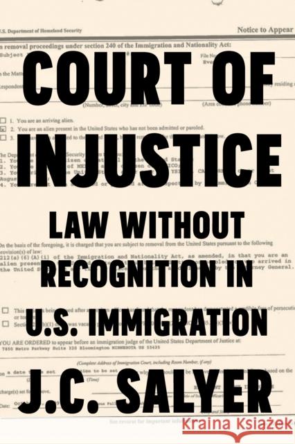 Court of Injustice: Law Without Recognition in U.S. Immigration J. C. Salyer 9781503612488 Stanford University Press