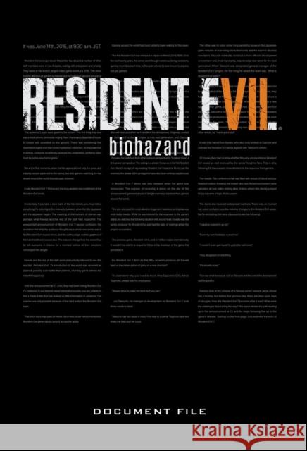 Resident Evil 7: Biohazard Document File Capcom 9781506721668 Dark Horse Comics,U.S.