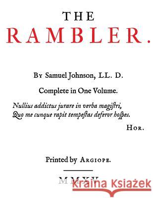 The Rambler Samuel Johnson 9781507724798 Createspace