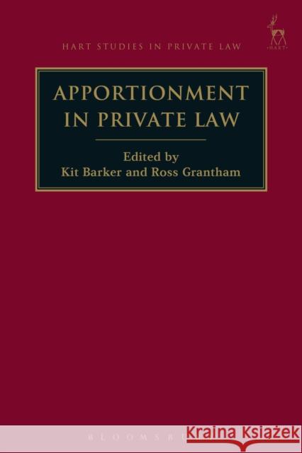 Apportionment in Private Law Kit Barker Ross Grantham 9781509917501