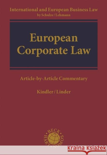 European Corporate Law: Article-By-Article Commentary Kindler, Peter 9781509924066 Nomos/Hart