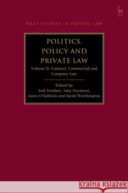 Politics and Policy in Contract, Commercial and Company Law  9781509961016 Bloomsbury Publishing PLC