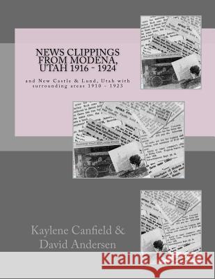 News Clippings from Modena, Utah 1916 - 1924: and New Castle & Lund, Utah with surrounding areas 1910 - 1923 Andersen, David Lee 9781519475411 Createspace