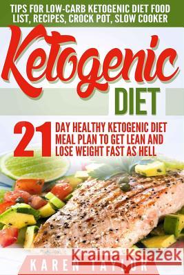 Ketogenic Diet: 21-Day Healthy Ketogenic Meal Plan To Get Lean And Lose Weight Fast As Hell- Tips For Low-Carb Ketogenic Diet Taylor, Karen 9781523385119 Createspace Independent Publishing Platform