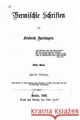 Vermischte Schriften Friedrich Spielhagen 9781523922130 Createspace Independent Publishing Platform