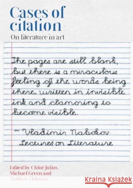 Cases of Citation: On Literature in Art  9781526173188 Manchester University Press