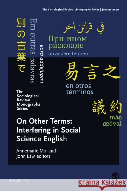 The Sociological Review Monographs 68/2: In Other Words SOM   9781529735178 SAGE Publications Ltd