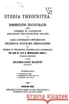 Studia Theocritea Maximilian Rannow 9781530118274
