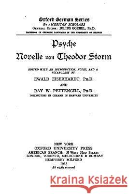 Psyche, novelle Storm, Theodor 9781530533930 Createspace Independent Publishing Platform