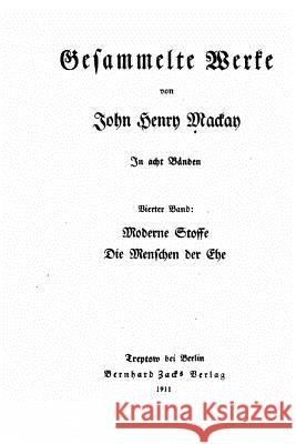 Gesammelte Werke John Henry MacKay 9781532932069