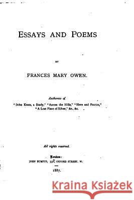 Essays and Poems Frances Mary Owen 9781533225009 Createspace Independent Publishing Platform