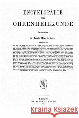 Encyklopädie der Ohrenheilkunde Blau, Louis 9781533374493