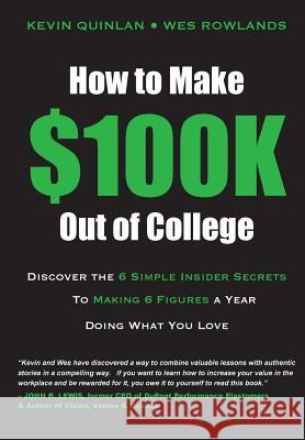 How to Make $100K Out of College: Discover the 6 Simple Insider Secrets to Making 6 Figures a Year Doing What You Love Rowlands, Wes 9781534685260 Createspace Independent Publishing Platform