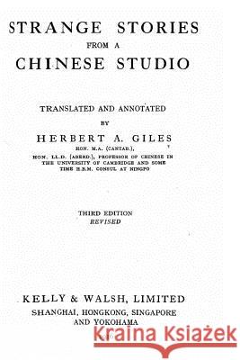 Strange Stories From a Chinese Studio Giles, Herbert Allen 9781535043106