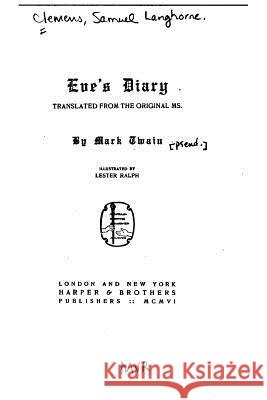 Eve's Diary Mark Twain 9781535195799