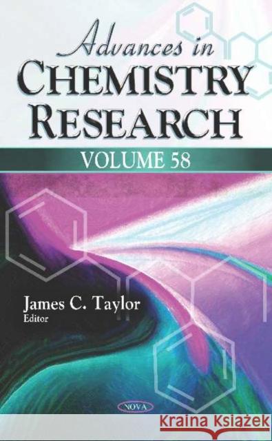 Advances in Chemistry Research: Volume 58 James C. Taylor   9781536165197 Nova Science Publishers Inc