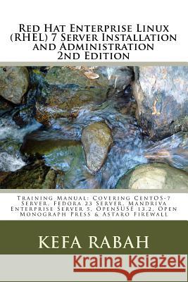 Red Hat Enterprise Linux (RHEL) 7 Server Installation and Administration 2nd Edi: Training Manual: Covering CentOS-7 Server, Fedora 23 Server, Mandriv Kefa Rabah 9781539014621 Createspace Independent Publishing Platform