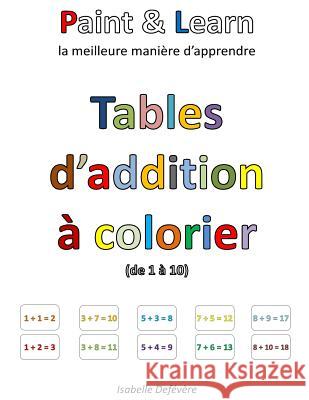 Tables d'addition à colorier (de 1 à 10) Defevere, Isabelle 9781539581604 Createspace Independent Publishing Platform