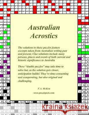 Australian Acrostics Fraser a. McKen 9781539939627 Createspace Independent Publishing Platform