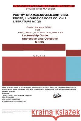 A Superb book of English literature subjective plus objective: English literature Farooq, Majid 9781540528018