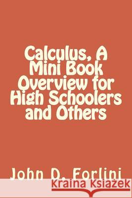 Calculus, A Mini Book Overview for High Schoolers and Others John D. Forlini 9781541321519 Createspace Independent Publishing Platform