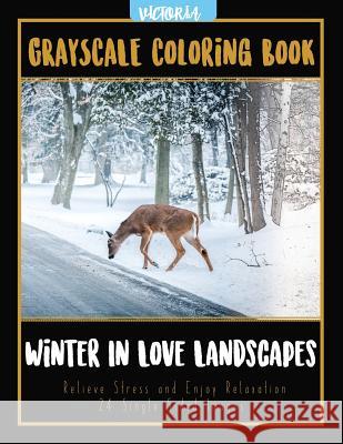 Winter In Love Landscapes: Grayscale Coloring Book Relieve Stress and Enjoy Relaxation 24 Single Sided Images Victoria 9781544231549